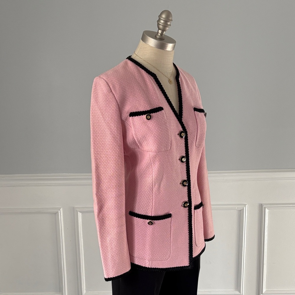 St. John Pink Blazer with Black Accents - Picture 5 of 12